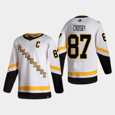 Men's Pittsburgh Penguins Sidney Crosby #87 2021 Season Reverse Retro Authentic Pro Special Edition White Jersey