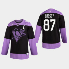 Penguins Sidney Crosby #87 Hockey Fights Cancer Practice Black Jersey