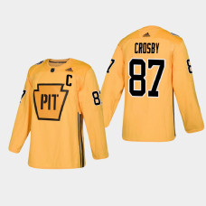 Men's Pittsburgh Penguins Sidney Crosby #87 Practice Authentic Gold Jersey