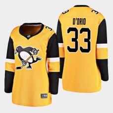 Women Pittsburgh Penguins Alex D'Orio #33 2021 Alternate Gold Jersey