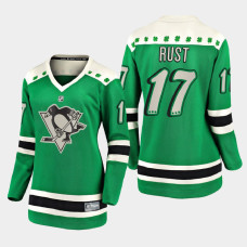 Women Pittsburgh Penguins Bryan Rust 2021 St. Patrick's Day Jersey - Green