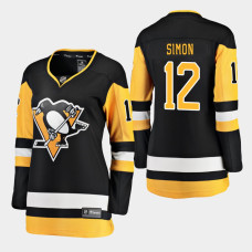 Women's Pittsburgh Penguins #12 Dominik Simon Home Breakaway Player Black Jersey