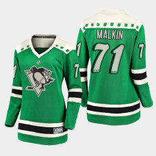 Women Pittsburgh Penguins Evgeni Malkin 2021 St. Patrick's Day Jersey - Green