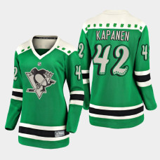 Women Pittsburgh Penguins Kasperi Kapanen 2021 St. Patrick's Day Jersey - Green