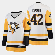 Women's Pittsburgh Penguins Kasperi Kapanen #42 2020-21 Away Breakaway Player White Jersey