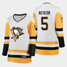 Women's Pittsburgh Penguins Mike Matheson #5 2020-21 Away Breakaway Player White Jersey