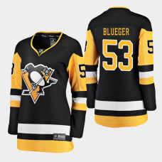 Women's Pittsburgh Penguins #53 Teddy Blueger Home Breakaway Player Black Jersey